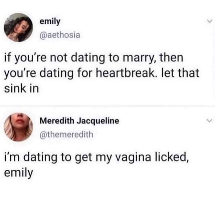 Meredith's dating philosophy is unmatched