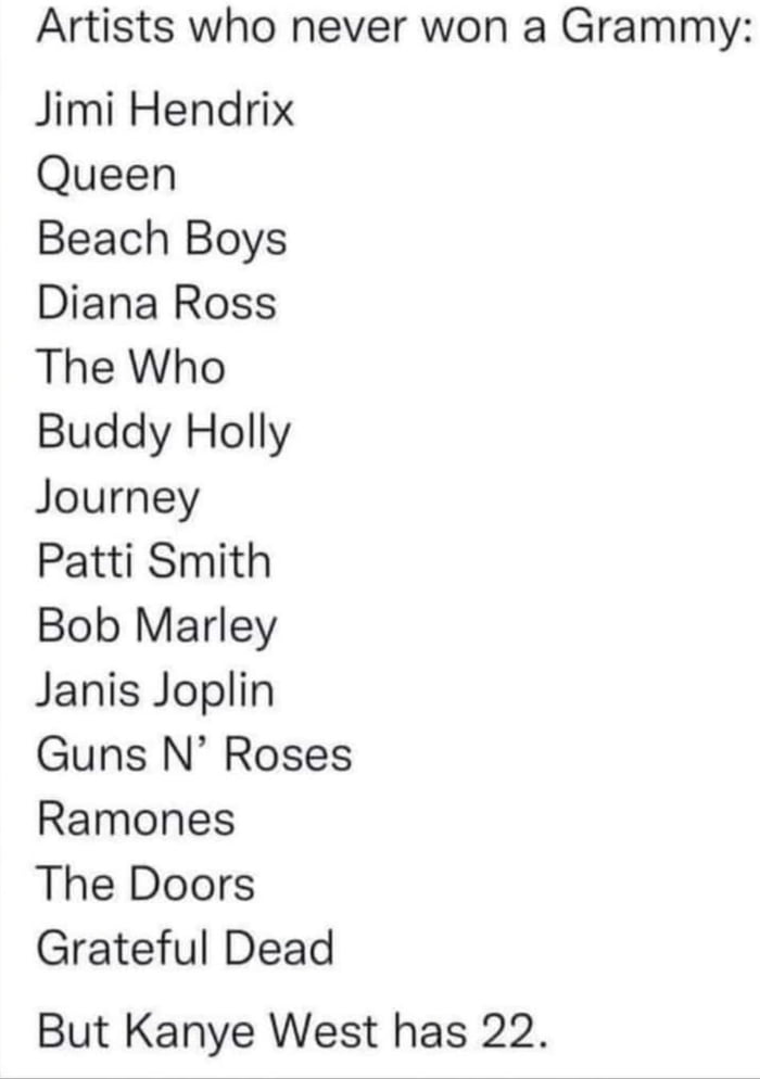 And that tells you everything you need to know about the Grammy awards.