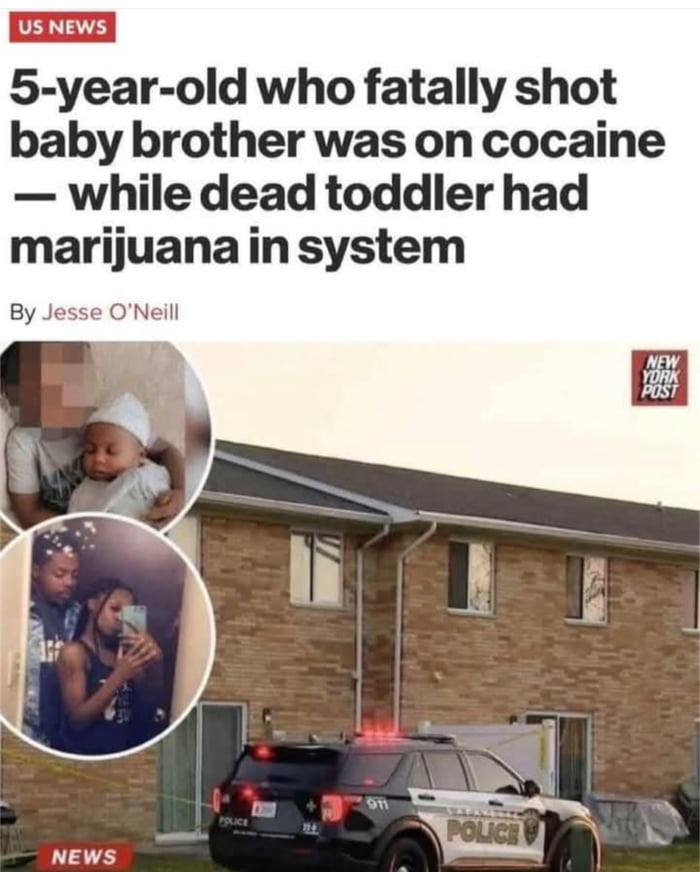 5 year old who fatally shot baby brother was on cocaine while dead toddler had marijuana insystem