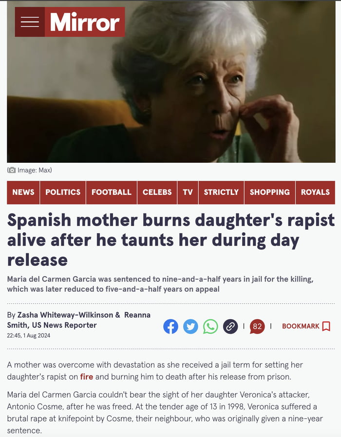 Her daughter was only 13 years old. She burned him alive without mercy. Well done.