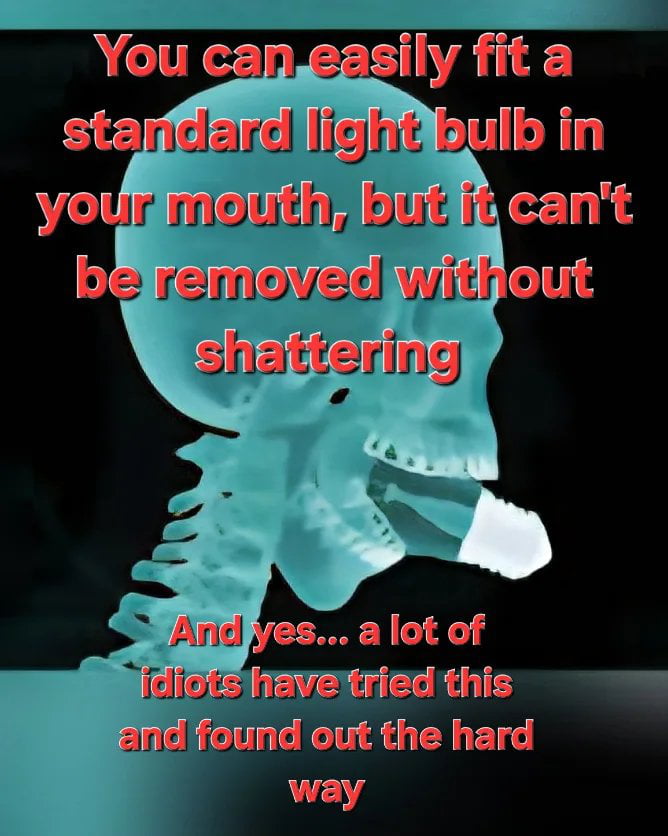 I posted this a few months ago, but I recently saw a video online of an idiot attempting this. So, this is just a reminder.