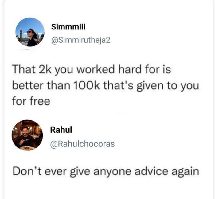 Someone needs to stop giving advice