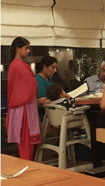 An Indian Congress MP Ranuka made her maid stand behind her child for hours while eating 5 star food. And to do that in a public place without fear of backlash is just proving why people hate Indians.