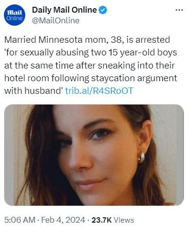 Married Minnesota mom is arrested for sexually abusing two 15 year-old members of a youth hockey team from Colorado