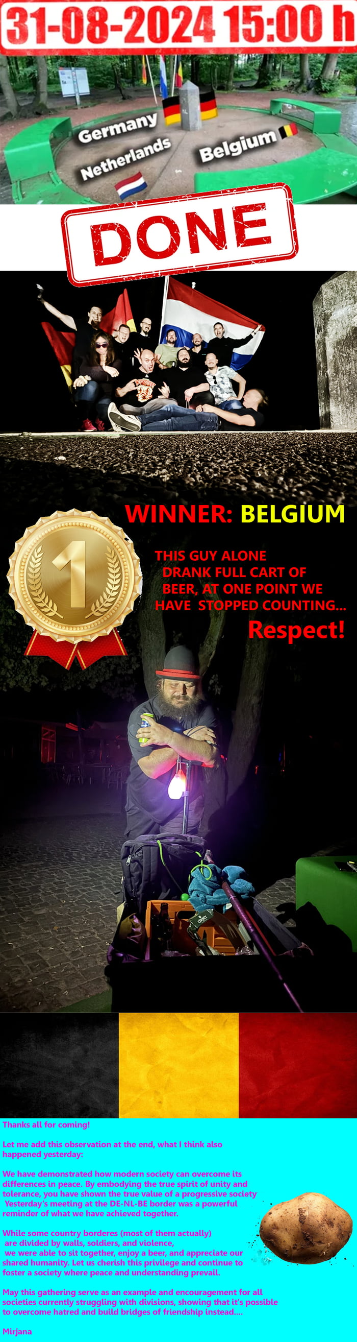 Officially, we have a winner! Belgium currently has leading position in Europe. Thanks everyone for coming!