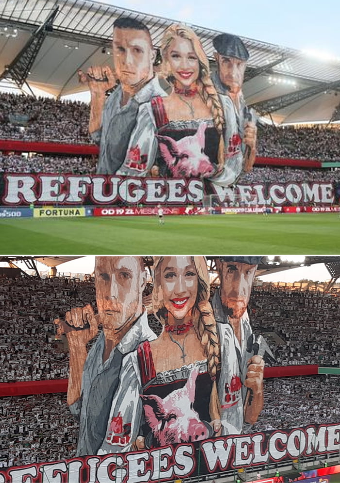 Polish football club Legia Warsaw welcoming illegal immigrants