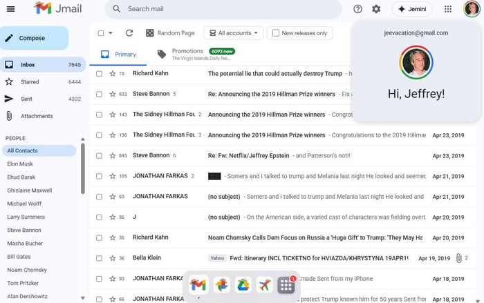 Someone saved all of the Epstein emails from the releases and set up a Gmail clone site that you can scroll as if you were in Jeffery's Gmail. You can search by contacts, photos and even flight history.