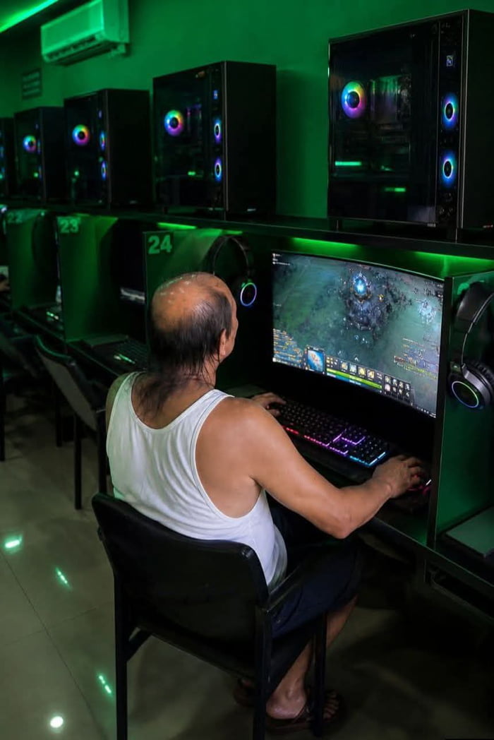 This customer time for rent expired 2hrs ago but I dare not stop him from playing because he looks familiar...
