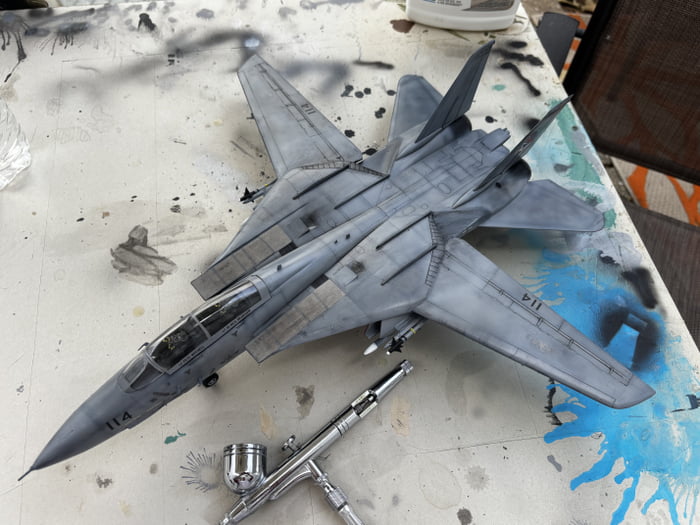 Revell 1:48 F-14 Tomcat. Lousy kit, but generally accurate in shape and detail.