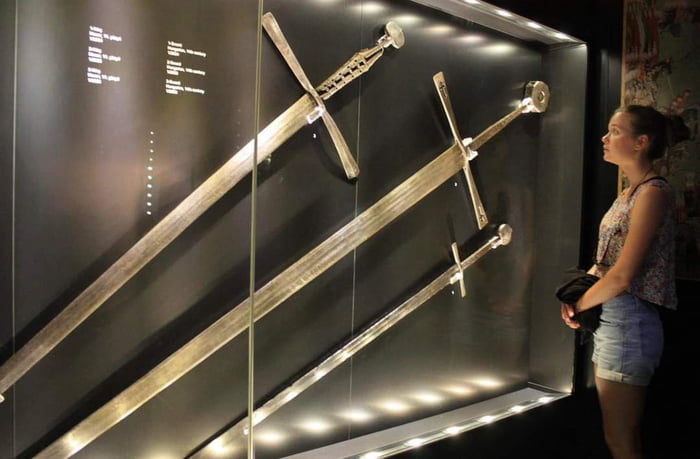 Massive swords of Hungarian origin dating back to the 14th century, now on display at the Topkapi Palace Museum in Istanbul.