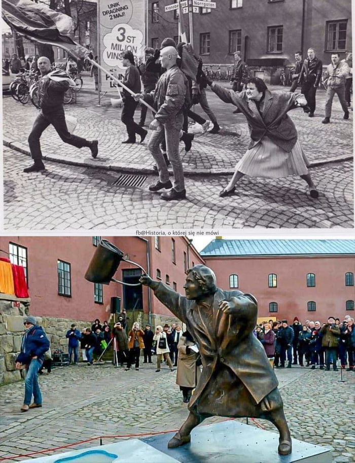 Today marks exactly 38 years since the day when during a parade of Swedish neo-Nazis in Växjö, Danuta Danielsson, a Polish immigrant whose mother survived Majdanek, hit that stupid Nazi head with her handbag.