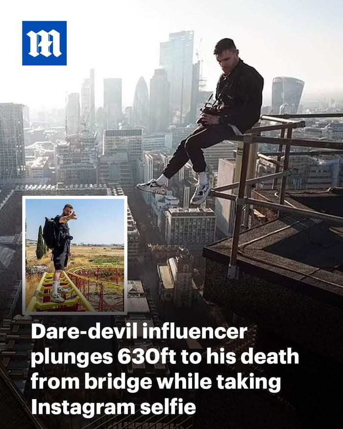 Influencer plunges to their death taking selfie.