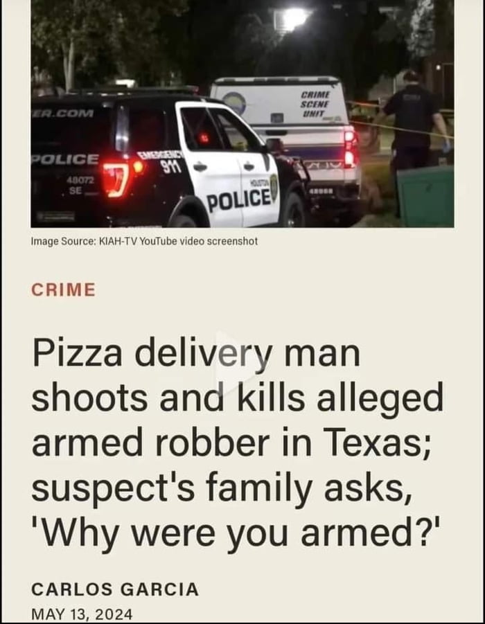 Pizza man values life over $20 in his wallet.