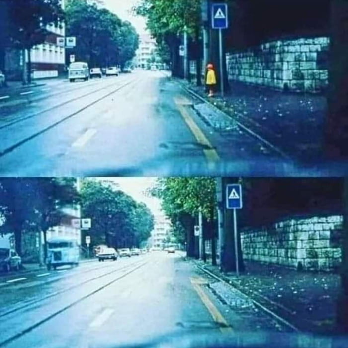 Police ad in The Netherlands: Do you see the kid in picture 2? Dress your children in bright clothes in the winter!