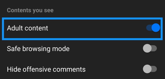Remember to turn this on to see NSFW interests