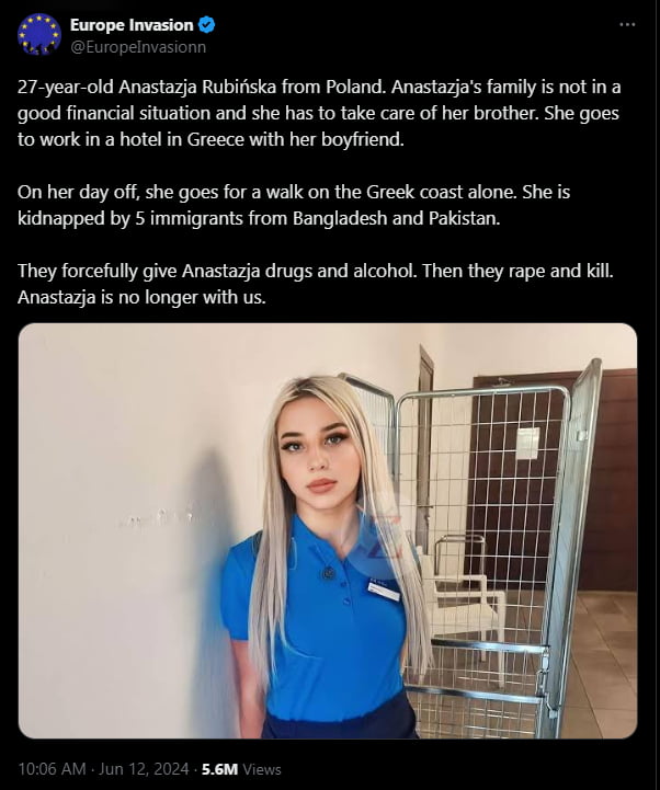 Rip Anastazja I'm Sorry Europe Imported So Many Savages