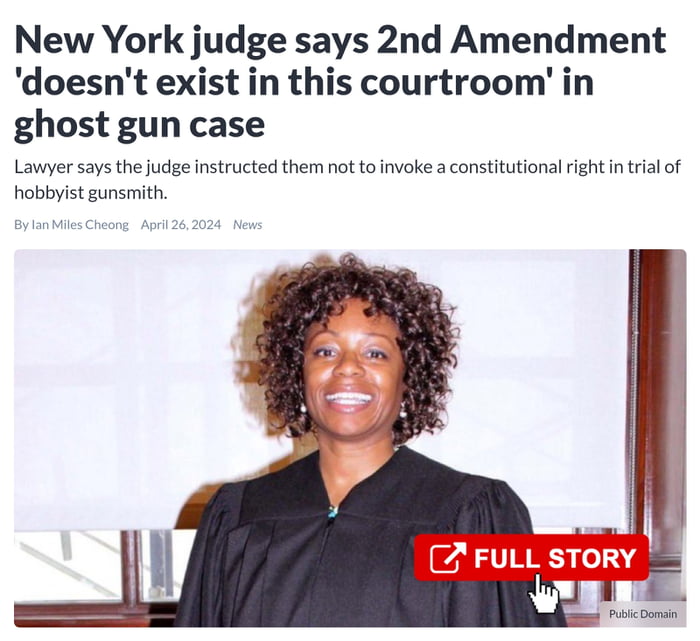 Arena Darkeh sentences a man to 10 years for building guns legally in his own home with no priors. Her exact words were "don't mention the second amendment. It doesn't exist in this courtroom." This judge needs to be arrested for treason.