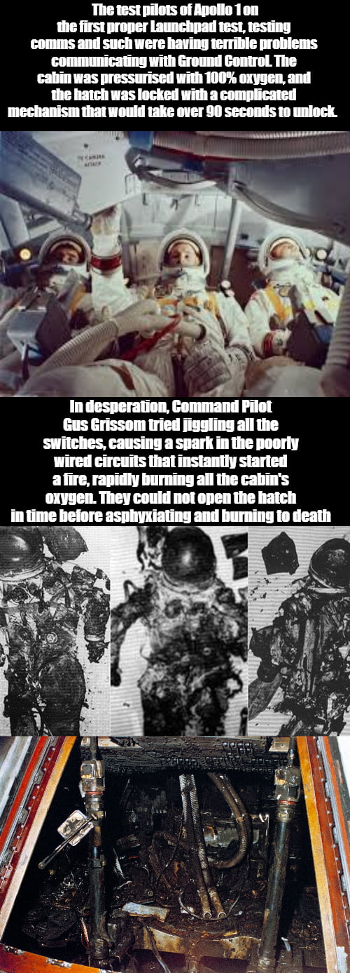 There's a reason the one that made it was called Apollo 11. They had to completely redesign from scratch over and over, and change all their working practices to prioritise, above all, the safety of the pilots.