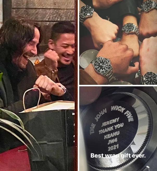 Keanu Reeves gave each member of his stunt team customized Rolexes to celebrate the completion of 'John Wick 4'