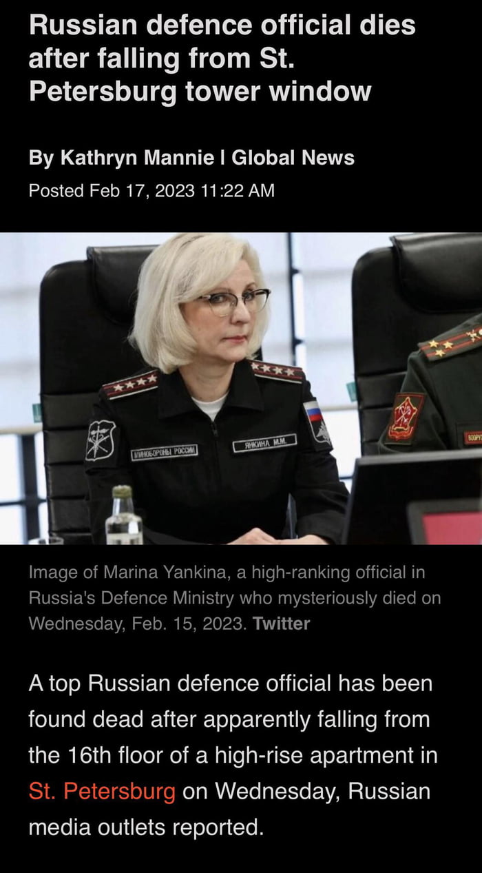 Ooops! Looks like another one of Vlad’s friends “Fell out of a window” in Russia.