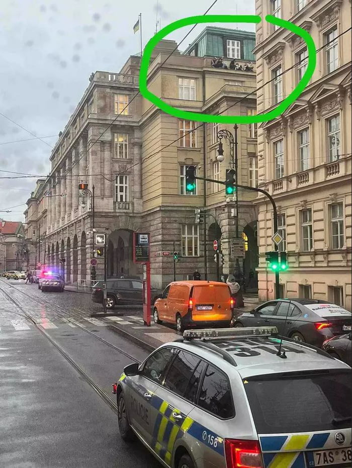 Shooting at the Faculty of Philosophy in Prague, students hiding on the roof. Shooter is now dead and the number of dead people is yet to be reported.