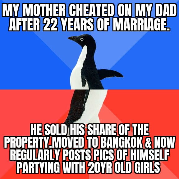 Mom has been regularly messaging me complaining about how inappropriate it is to posting such trashy pics/videos. All I can say is, well done old man.