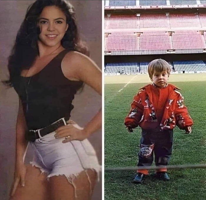 Shakira (14) and Pique (4) back in 1991