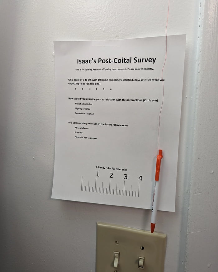 My roommate keeps bringing girls over so I made a survey