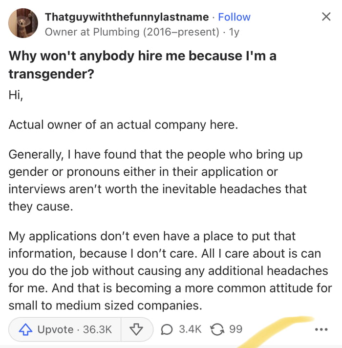 A very honest answer from a good boss.