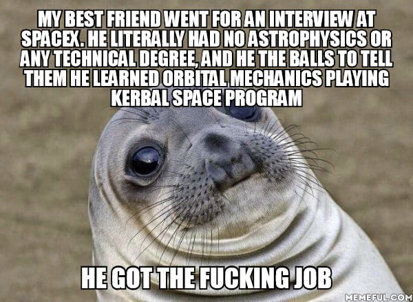 Junior position, as a trainee at the mission control GUIDO console, but still... Absolute f**king madlad
