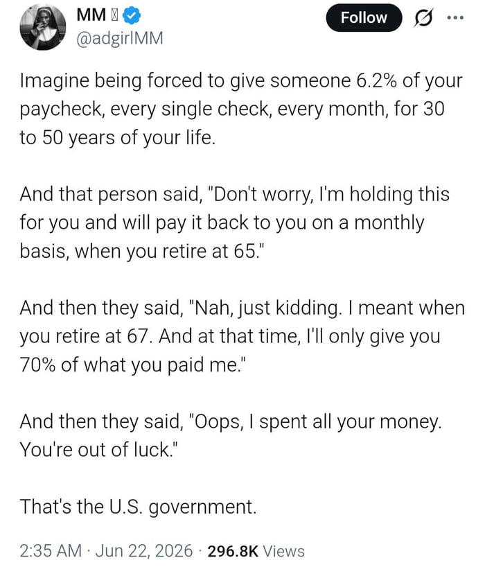 The US government explaining your retirement plan