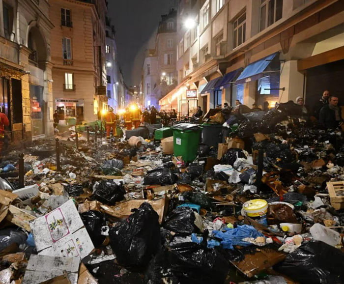 A street in Paris after weeks of garbage collector strikes