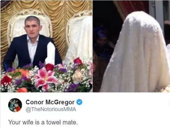 Connor about Khabib's wife.