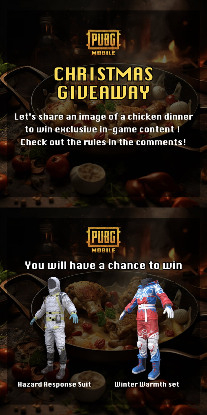 Nothing’s better than sharing a chicken dinner with your PUBG Mobile squad! Let‘s submit your chicken dinner to share the joy!