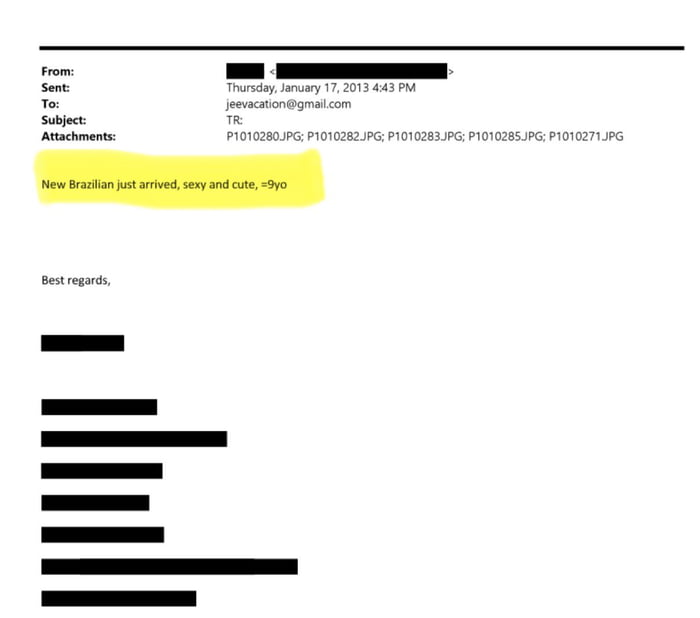 By redacting whoever sending this email, the US Department of Justice is desperately trying to protect a criminal