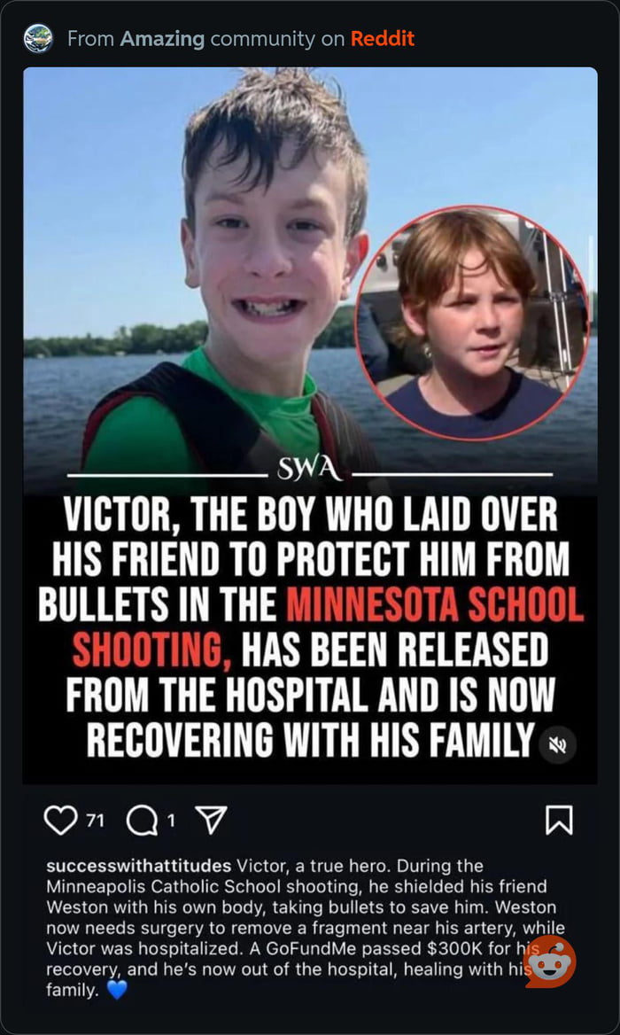 True hero protects his friend during a school shooting and is now recovering