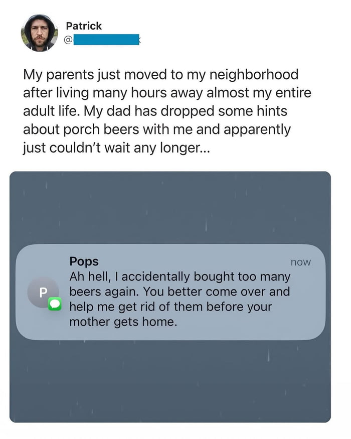 Dad just moved in and already needs help with his 'accidental' beer purchase
