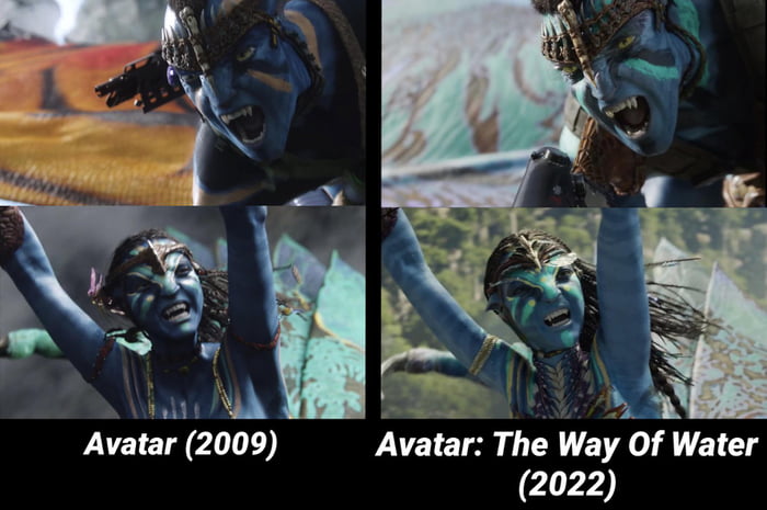 Avatar: The Way of Water (2022) reused close-up shots from Avatar (2009)