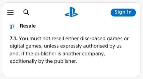 I think Sony has just lost their collective shit! Resale of legally purchased physical game are no longer allowed