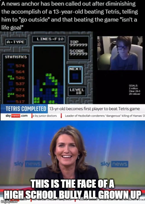 Imagine trying to humiliate a child who just achieved something no human could do in 39 years since Tetris was released