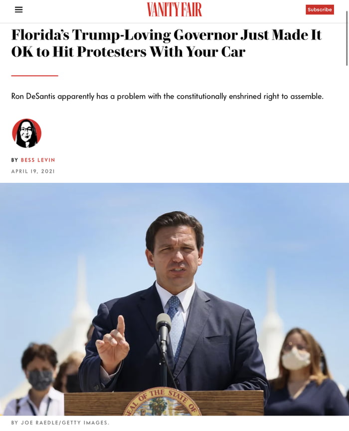 In Florida, you can legally run over and kill hundreds of people if they block the road.