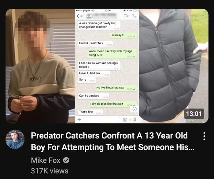 Predator hunters threaten a 13 year old boy for trying to meet up with a 12 year old girl