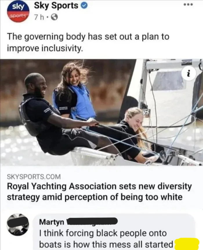 Martyn got no chill....(joke aside; how can sailing be "too white" in a European country?)