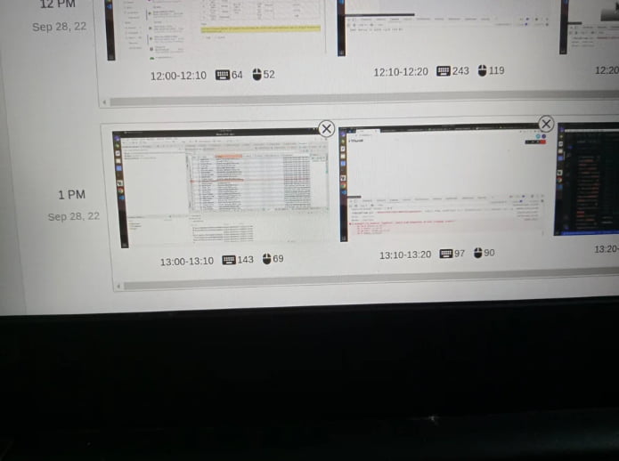 Company takes screenshots every 10 minutes and counts keyboard and mouse clicks