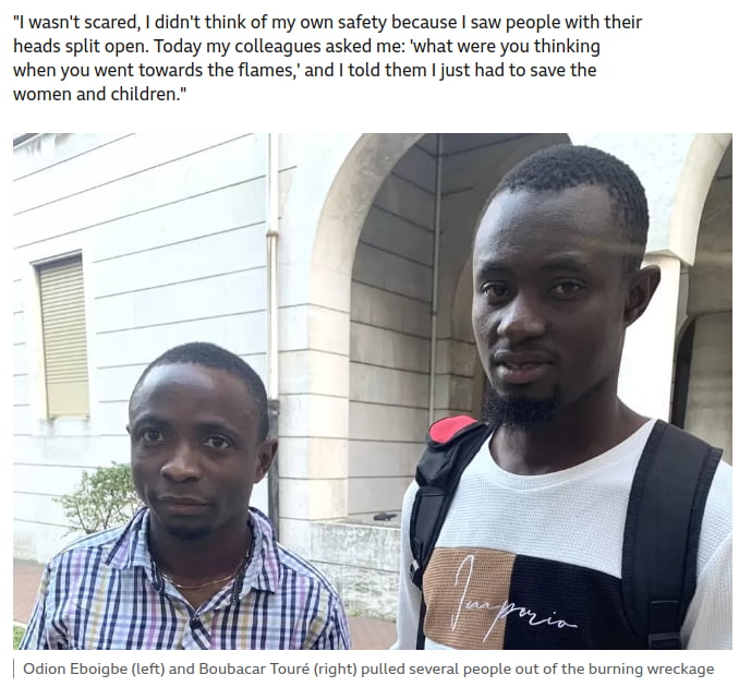 These two men pulled people out of a burning bus in Venice, saving many lives.