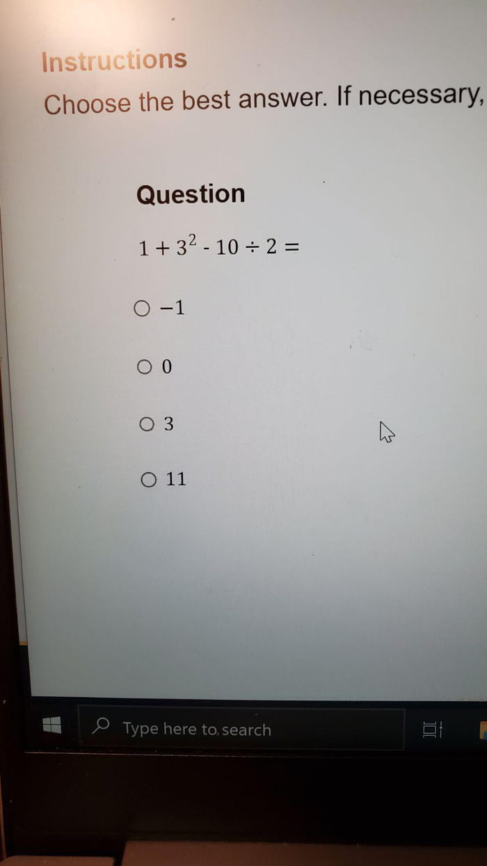 The right answer isn't available in this practice math placement exam