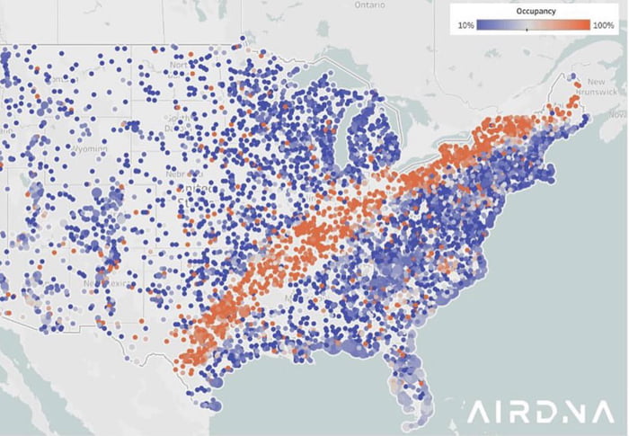 Where AirBnBs are fully booked next week