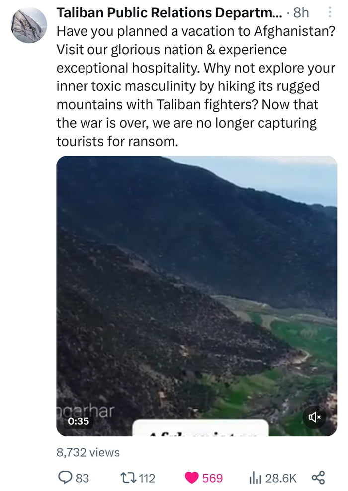 LOL the Taliban's Public Relations twitter account is so hilarious I can't believe it's real