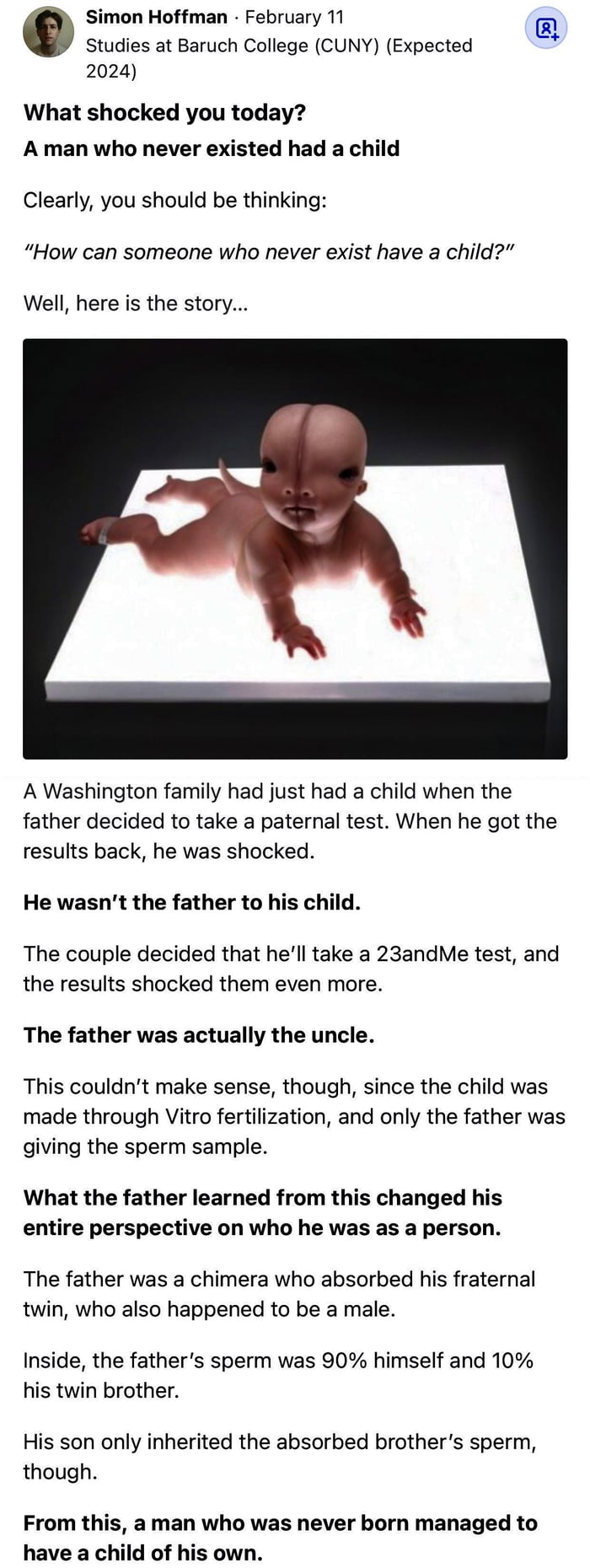 A man who was never born had a son…