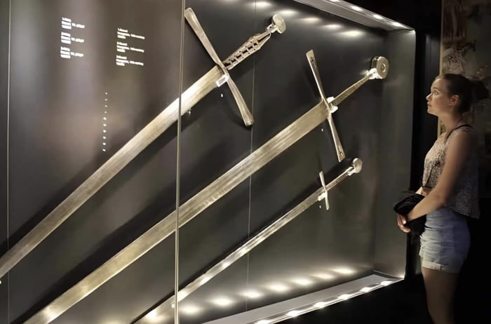 Hungarian swords from 14th Century. The sword in the middle is 270 cm long.